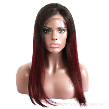 13*4 Brazilian 1b 99j Human Hair Wigs Straight,Human Straight Hair Wig 150% Pre Plucked,Full Lace Human Hair Wig Straight Remy H